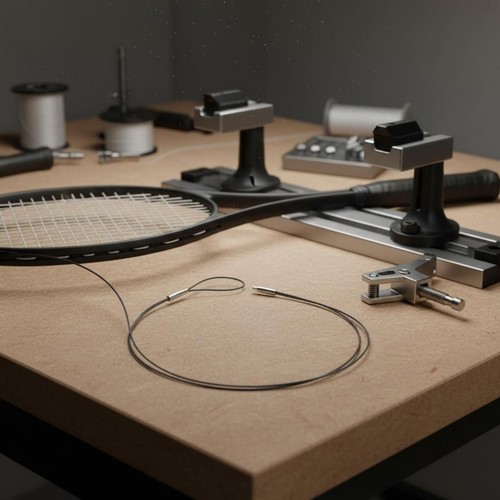 Badminton string clamp - string,
